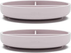 Lalo Suction Plates - 2 Pack, 100% Silicone Non-Toxic BPA-Free Baby Plates with Suction Base To Prevent Accidental Tip-Overs - Suction Plates for Toddlers With Three Divided Sections - Lavender