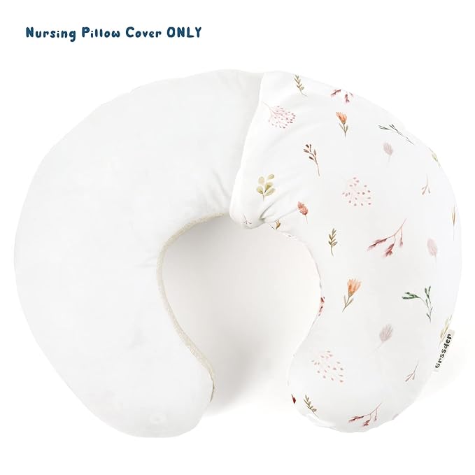 GRSSDER Nursing Pillow Cover Stretchy Minky Removable Nursing Covers for Breastfeeding Pillows, Ultra Soft Comfortable Slipcover for Boy and Girls, Pretty Watercolor Rose Flora, Orange Pink