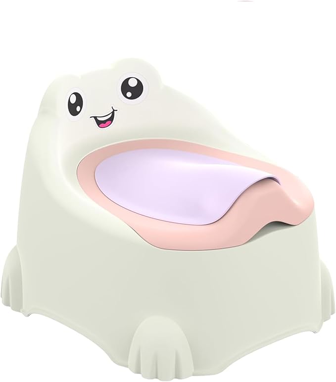Potty Training Toilet Seat for Toddlers, Portable Travel Potty with Removable Bowl, Splash Guard, Frog Expression Sticker, Kids Potty for Boys Girls Ages 1-3(Pink)
