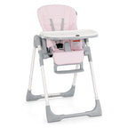 INFANS High Chair for Babies & Toddlers, Foldable Highchair with Multiple Adjustable Backrest, Footrest and Seat Height, Removable Tray, Detachable PU Leather Cushion, Built-in Rear Wheels (Pink)