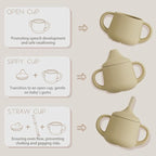 Moonkie Silicone Baby Sippy Cups | 3 Stages Training Cup Straw Cup for Infants Toddlers and Kid | 4 oz 1Pack