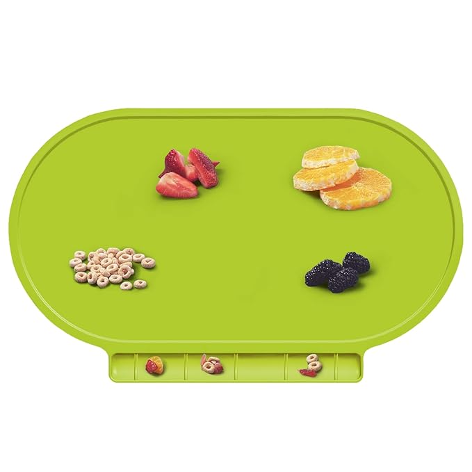 Kids Silicone Placemats, Baby Placemats with Food Catching for Kids Toddler Children Reusable Non-Slip Table Mats Baby Food Mats for Restaurant (Dark Green)