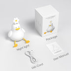 Cute Duck Night Light for Baby, Kids, Toddler, Ambient Nursery Nightlight, Soothing Lamp 3 Level Dimmable, Sleeping Accompanion for Bedroom Bedside, Rechargeable Battery, 30 Min Timer Off
