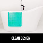 GORILLA GRIP Patented Bath Tub Shower Mat, Machine Washable Bathtub Floor Liner Mats, Suction Cups and Drain Holes to Keep Tubs Clean, Soft on Feet, Bathroom Essentials, 35x16 Inch, Turquoise Opaque