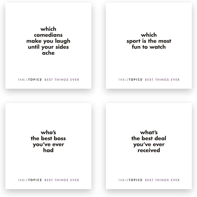 TableTopics Best Things Ever Question Card Game - 135 Fun Conversation Starter Cards, Use as Ice Breakers, Getting to Know You, or Discover More About Friends & Family, Share Your Favorites