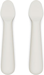 Lalo Little Spoon Set - 2 Piece Baby Spoons Set for Infants & Babies - Made From Food Grade Silicone Dishwasher Safe - Baby Feeding Essentials for Early Stage Mealtime - Oatmeal