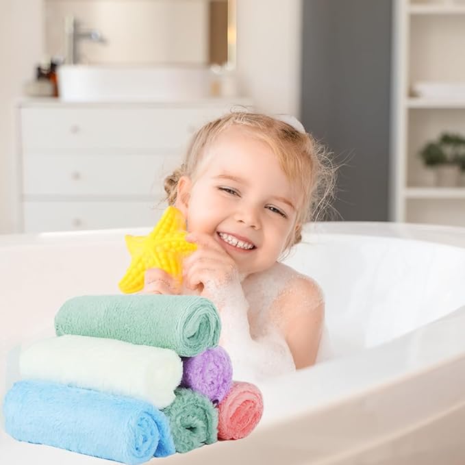 20 Pack 10x10 Inches Microfiber Coral Fleece Baby Washcloths,Extra Absorbent,Soft Wash Clothes,Bath Face Towel for Newborn,Infant and Toddlers (Muticolor)