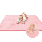 Baby Play Mat for Floor,1.3" Thick Elasti-Foam 74×50 Playpen Mat for Toddlers Infant kids,Water-Repellent Soft Coral Velvet for Tummy Time, Non-Slip Backing for Crawling,Tatami Style(Pink)