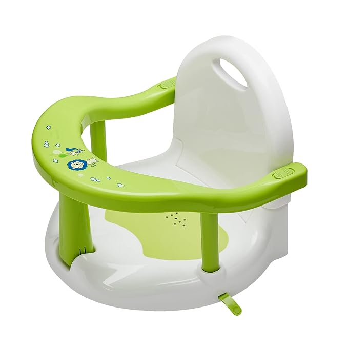 Foldable Baby Bath Seat - Non Slip Bathtub Chair for Baby Sitting Up, Wrap-Around Seat with Suction Cups - 6-18 Months (Green White)