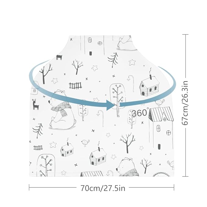 Yoofoss Nursing Cover Breastfeeding Scarf - Baby Car Seat Covers, Infant Stroller Cover, Strechy Carseat Canopy for Boys and Girls (Bear)