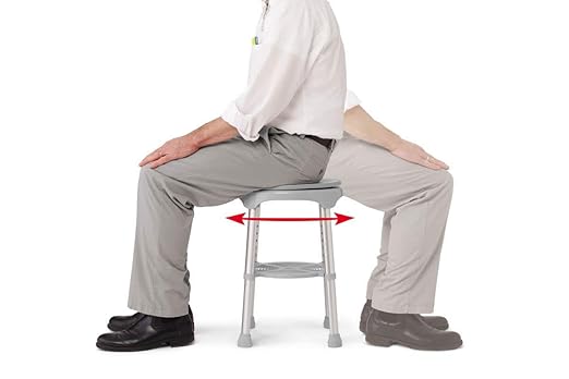 Medline Durable Aluminum Frame, Round Swivel Shower Stool, Gray, Supports up to 300lbs.