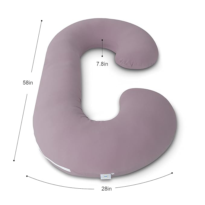 INSEN Pregnancy Pillows for Sleeping, Maternity Pillow with Cooling Cotton Cover, C Shaped for Pregnant Women (Purple Jersey)