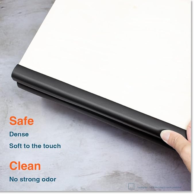 Roving Cove Slim-Fit Edge Protector for Baby Proofing (9ft Small Edge Only), Soft Rubber Foam, Furniture Edge Bumper Guard, Desk Edge Cushion, 3M Adhesive, Onyx Black