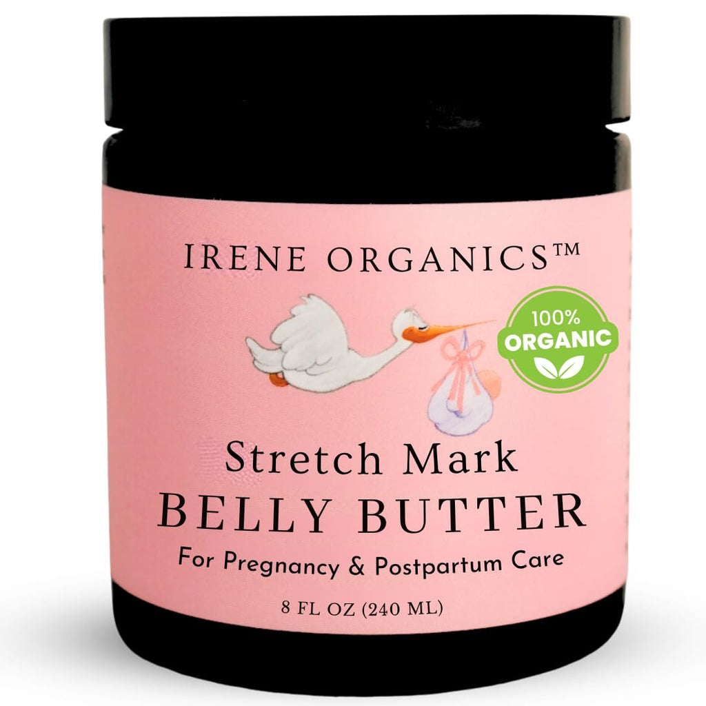 Organic Belly Butter for Pregnancy Stretch Mark Prevention and Treatment Award Winning Anti Stretch Mark Tummy Balm For Pregnancy and Postpartum 8oz - Hydrating Bump Cream