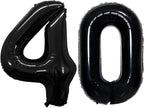GOER Number 40 Balloons for 40th Birthday Party Decorations,42 Inch Jumbo Foil Helium Balloons for 40th Anniversary (Black)