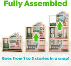 Click & Play Fully Assembled Pop-Up Wooden Dollhouse