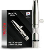 ROYAL [Made in Korea] Premium Manual Nose Hair Trimmer for Men Silver Bullet, Battery-Free, Stainless Steel Rotary Blade Grooming Tool, Waterproof, Safe & Painless with Patented Mechanism, ET-3