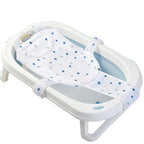 Breathable Mesh Newborn Baby Bath Mat Floating Foam Baby Tub Pillow Adjustable Non-Slip Bath Seat Pad Bath Cushion for Bathtub for 0-18 Months (Style 2-Blue(mesh)) (White)