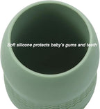 PandaEar 3 Pack 100% Tiny Silicone Drinking Training Cup for Baby and Toddler, Tiny Open Cups for Infants (Blue/Green/Tan)