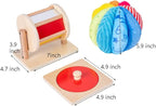 Montessori Baby Toys Play Kit - Mirror, Peekaboo, Knob Puzzle, Spinning Drum, Rainbow Ball - 6-12 Months Toddlers