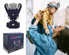 Baby Carrier, 3-in-1 Baby Carrier Newborn to Toddler with Hip Seat (Ergonomic M Position) for 0-36 Month/7-45lbs, Adjustable Size for Enhanced Lumbar Support,Perfect for On-The-go, Dark Blue
