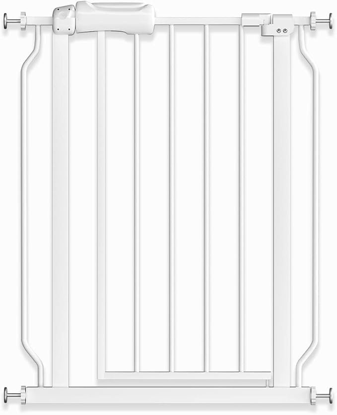 TSAYAWA Narrow Baby gate Baby Safety Gate 24.02-29Inch Auto Close Child Gates, Pressure Mounted Gate for Stairs & Doorways, Indoor/Outdoor Heavy-Duty Pet Gate for Toddlers, Dogs, White