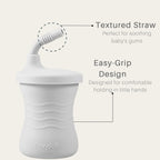 PandaEar Silicone Training Cup, 3 Pack Baby Drinking Sippy Cups with Straw for Baby and Toddler 6 Months+ (Dark Blue/Light Blue/Gray)