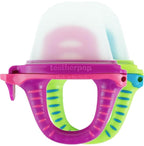 Teetherpop Fillable Silicone Teether for Babies (2-Pack) – Breastmilk Popsicle Molds for Teething w/Spill-Proof Sippy Slits – Freezable Baby Teethers for Liquids & Purées (Fuchsia/LimonTeal)