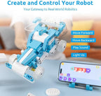 WhalesBot D1 21-in-1 STEM Coding Robot Kit for Kids (Ages 4-10), 280+ Pieces Educational Building Set with APP-Controlled & Programming, 3D APP Guidance, Ideal Toy Gift for Boys & Girls