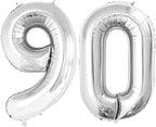 GOER Number 90 Balloons for 90th Birthday Party Decorations,42 Inch Jumbo Foil Helium Balloons for 90th Anniversary (Silver)