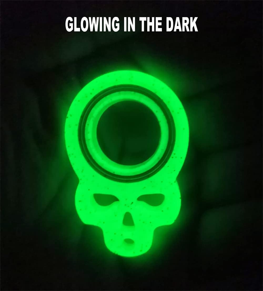 Skull Keychain Spinner,Glow Fidget Keychain,Spinning Keychain Fidget, Fidget Spinner Keychain Toys for Keys (Green)