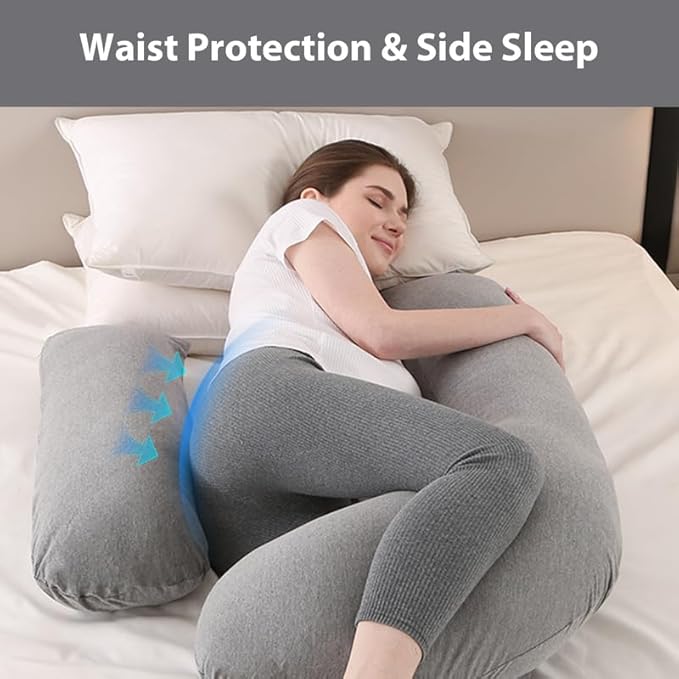 Pregnancy Pillow Maternity Pillow for Side Sleeping Soft Pregnancy Body Pillow for Pregnant Women, Maternity Pillow with Detachable and Adjustable Pillow Cover