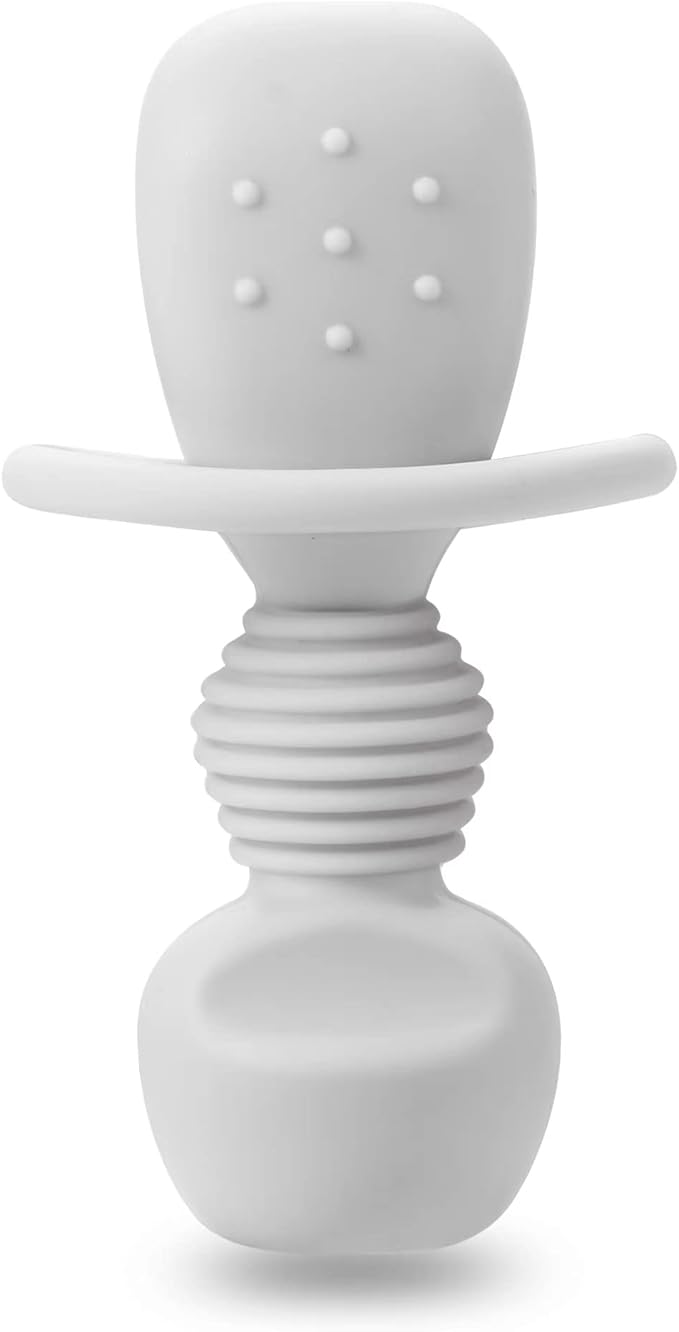 PandaEar 6 Pack Silicone Baby Spoons and Fork Feeding Set- Anti-Choke First Self Feeding Utensils for Baby Led Weaning Ages 3 Months (Tan,Walnut&Grey)