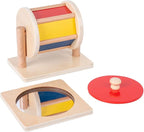 Montessori Baby Toys Play Kit - Montessori Mirror, Peekaboo, Knob Puzzle, Medium Spinning Drum - For 6-12 Months Toddlers