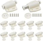 12Pack Magnetic Touch Push to Open Door Latch for Heavy Duty Door Push Release Latch Kitchen Drawer Push Catch Pop Out Latch Kitchen Closet Door Closing (White)