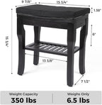 StrongTek Bamboo Shower Bench Seat with Cushion, Shower Stool with Storage Shelf, Lightweight, Non-Slip, Quick-Drain Design, 350 lbs Capacity, Ideal for Bathroom, Spa, Sauna, Living Room