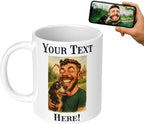 Personalized Coffee Mug, Custom Photo Caricature Gift, Funny Customized Coffee Gift for Men & Women, Custom Mugs with Pictures, White 11oz Customized Fathers Day Mug