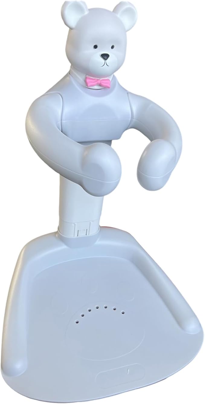 Adjustable Baby Shower Stand with Anti-Slip Base, Huggable Bear Bath Support, Portable Baby Shower Stand, Bath Shower Standing Support Baby Bath Stand for Infants Babys Grey Bear