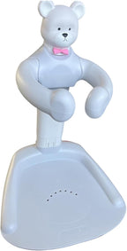 Adjustable Baby Shower Stand with Anti-Slip Base, Huggable Bear Bath Support, Portable Baby Shower Stand, Bath Shower Standing Support Baby Bath Stand for Infants Babys Grey Bear