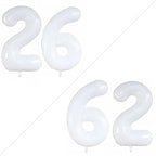GOER Number 26 Balloons for 26th Birthday Party Decorations,42 Inch Jumbo Foil Helium 62 Balloons for 62nd Birthday Party Decoration (White)