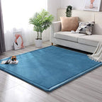 Loartee Nursery Rug Coral Velvet Crawling Rugs Mat Area Rugs Play Crawling Mat(6'8"x7'9", Blue) for Toddler Children Play Mat Yoga Mat Exercise Pads Carpet