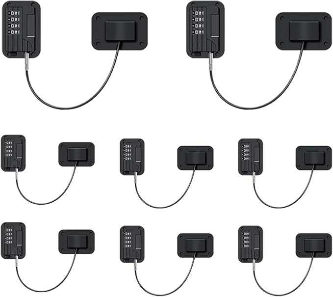 8 pcs Refrigerator Lock Fridge Freezer Door Lock with 4 Digit Lock Password, Mini Proof Door Lock for Kitchen Refrigerator, No-Drill Cabinet Locks for Windows,Closets,Drawers Doors(Black)