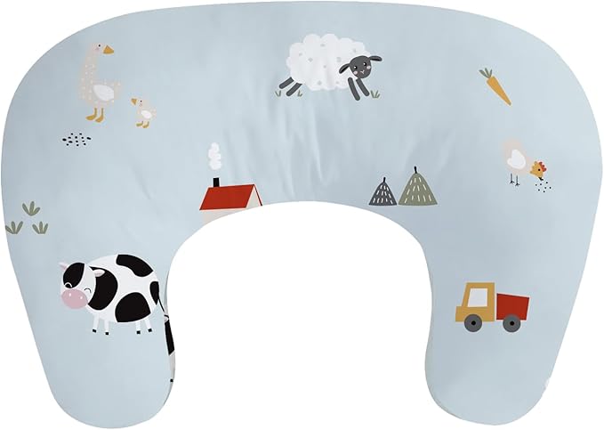 Little Grape Land New Nursing Pillow for Breastfeeding, Larger Breast Feeding Pillow and Positioner with Removable Cover for More Support, Tummy Time and Bottle Feeding Support Pillow, Blue Ranch