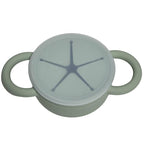 BraveJusticeKidsCo. | Snack Attack II Snack Cup | Collapsible Silicone Snack Container | Toddler and Baby Snack Catcher Lid (Desert Sage)