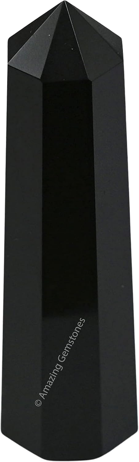Amazing Gemstone Black Agate Crystal Towers ~ Natural Healing Crystal Point Obelisk for Reiki Healing and Crystal Grid (3- Inch)