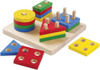 PlanToys (2403 Wooden Geometric Sorting Board Sustainably Made from Rubberwood and Non-Toxic Paints and Dyes