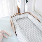 Baby Lounger for Newborn Portable Bag,Baby Nest Play Gym mat with Strap,Newborn Lounger Adjustable Size & Inner Zipper Lengthen Space to 24 Months(Gray Thousand Bird Check)