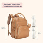 BabbleRoo Leather Diaper Bag Backpack - Baby Essentials Travel Baby Bag, Multi function, Waterproof, with Changing Pad, Stroller Straps & Pacifier Case – Unisex, Light Brown