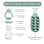 Baby Food Fruit Feeder, Breastmilk Baby Popsicle Molds, Silicone Teether Freezer Tray Food Feeder Pacifier for Teething Relief (Green)