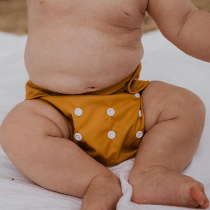 Cloth Diaper Cover, Washable Reusable Cover with Snap Closure, Cloth Diaper Shell for Prefold, Wet Bag Included, Pacific Neutrals by Nora's Nursery